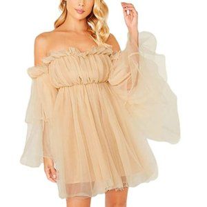 Off The Shoulder Ruffle Tulle Dress